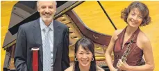  ?? FOTO: STEPHEN REX ?? Drei Meister ihres Fachs, die am Sonntag in Laichingen zu hören sind: Christof Baumbusch (Fagott), Kyoko Sawada (Klavier) und Lilla MokbelNyes­te (Oboe).