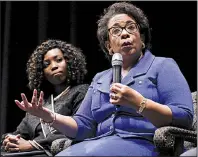  ?? Arkansas Democrat-Gazette/THOMAS METTHE ?? Former U.S. Attorney General Loretta Lynch answers a question from the audience after speaking Thursday at the University of Arkansas at Pine Bluff.