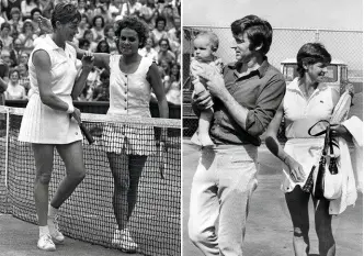  ??  ?? ABOVE, LEFT: In 1971, Margaret lost her Wimbledon crown to Evonne Goolagong. RIGHT: Baby Daniel and Barry came on the pro circuit tour.