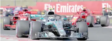  ?? — AFP photo ?? Mercedes’ Finnish driver Valtteri Bottas steers his car during the Formula One Hungarian Grand Prix at the Hungarorin­g circuit in Mogyorod near Budapest, Hungary, in this July 29 file photo.