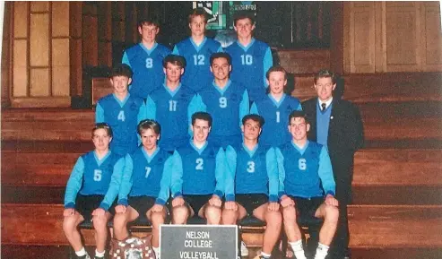  ??  ?? The New Zealand secondary schools volleyball champions of 1992 from Nelson College. The win started a successful period for the school which yielded two more titles.