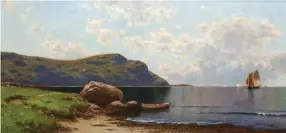  ??  ?? Alfred Thompson Bricher (1837-1908), Summer Afternoon (Grand Manan). Oil on canvas, 18 x 38 in., signed lower left: ‘AT Bricher’. Courtesy Grogan &amp; Co. Estimate: $30/50,000 SOLD: $79,300