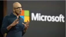  ?? DON EMMERT/AFP/GETTY IMAGES ?? Microsoft chief executive officer Satya Nadella announced new tools and updates at a Microsoft news conference on Wednesday in New York City.