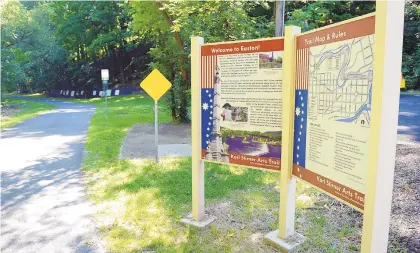  ?? MORNING CALL FILE PHOTO ?? The Karl Stirner Arts Trail in Easton stretches 2.5 miles along the Bushkill Creek. Officials from the board that operates the walking path say a property they’re considerin­g buying could expand the space available for activities.