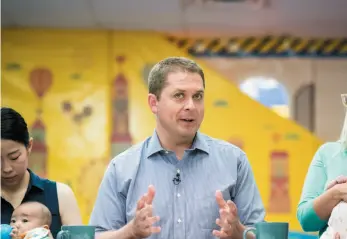  ?? CP FILE PHOTO ?? Federal Conservati­ve leader Andrew Scheer speaks at a child care facility in Toronto on Aug. 20.