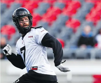  ?? JEAN LEVAC/ OTTAWA CITIZEN ?? Eric Fraser is one of 16 receivers competing for a spot on the offence with the Ottawa Redblacks.