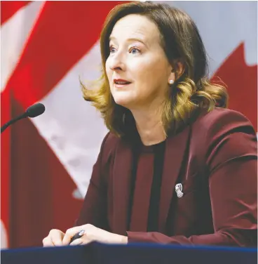  ?? Blair Gable / reuters ?? Bank of Canada Senior Deputy Governor Carolyn Wilkins at a news conference in Ottawa on Wednesday, when she said “with COVID, not only is the recovery going to
take longer, there are more chances there will be scarring.”