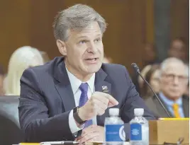  ?? AP PHOTO ?? BIG BACKING: The Senate voted 92-5 to approve Christophe­r A. Wray, above, as director of the FBI.