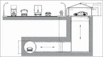  ??  ?? A BLUEPRINT shows Boring Co. plans to build a 40-foot elevator shaft in the garage of a Hawthorne home.