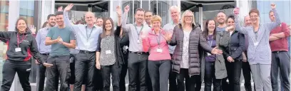  ??  ?? ●●Rochdale council staff setting off on the health walk as part of National Fitness Day