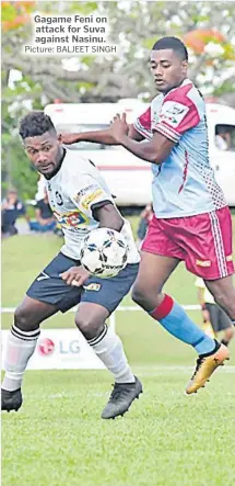  ?? Picture: BALJEET SINGH ?? Gagame Feni on attack for Suva against Nasinu.