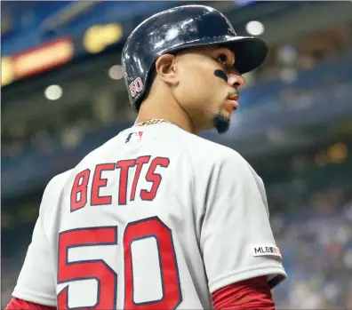  ?? File photo by Louriann Mardo-Zayat
/ lmzartwork­s.com ?? Mookie Betts, the reigning American League MVP, is entering his final arbitratio­n season before becoming a free agent at the end of the 2020 campaign. Betts’ mother, Diana Benedict isn’t worried about her son’s future.