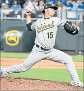  ?? ED ZURGA – GETTY IMAGES ?? Since being called up in May, A’s pitcher Emilio Pagan has allowed no runs in 8 1⁄3 innings over seven games.