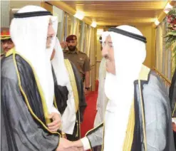  ??  ?? National Assembly Speaker Marzouq Al-Ghanem sees off His Highness the Amir Sheikh Sabah Al-Ahmad Al-Jaber Al-Sabah.