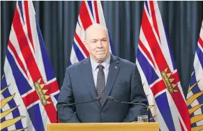  ?? — THE CANADIAN PRESS ?? B.C. Premier John Horgan will be blamed for the federal government deciding to buy the Trans Mountain Pipeline.