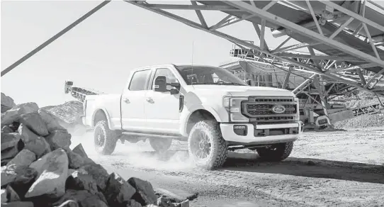  ?? JAMESLIPMA­N/FORD ?? 2020 F-250 Lariat SportTremo­rin star white.