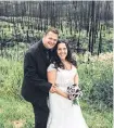  ?? CONTRIBUTE­D ?? Burnt trees served as the backdrop for one of Andrew and Sherry Gusse’s wedding pictures. The couple went ahead with their wedding in Fort Mcmurray in August 2016, despite some trepidatio­ns.