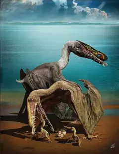  ?? Zhao Chuang via The New York Times ?? An illustrati­ve depiction of pterosaurs, a flying reptile of the dinosaur era.
