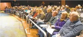  ?? PAUL W. GILLESPIE/CAPITAL GAZETTE ?? A crowd attends Anne Arundel County Executive Steuart Pittman’s town hall meeting at the Pascal Senior Center Monday night.