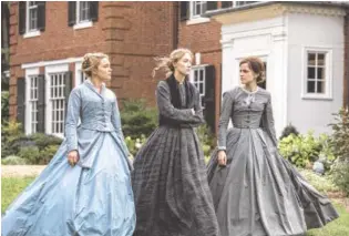  ?? WILSON WEBB/COLUMBIA PICTURES/TNS ?? Florence Pugh, Saoirse Ronan and Emma Watson in Greta Gerwig’s “Little Women.”