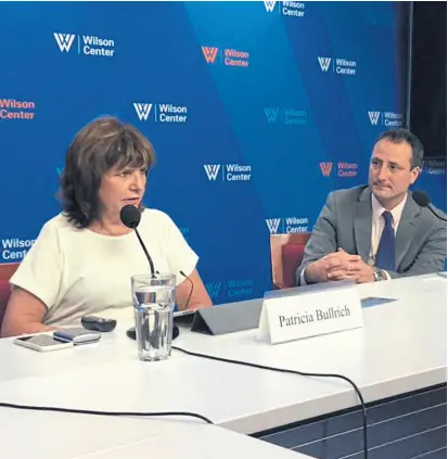  ?? Min. de seguridad ?? Patricia Bullrich, anteayer, en el Wilson Center, en Washington