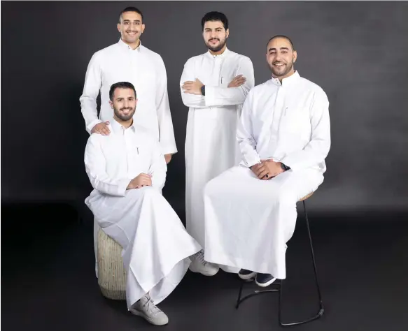  ?? Ejari ?? Ejari founder Yazeed Al Shamsi, right, with co-founders Fahad Albedah, standing left, Khalid Almunif, sitting left, and Mohammad Alkhelewy, standing right
