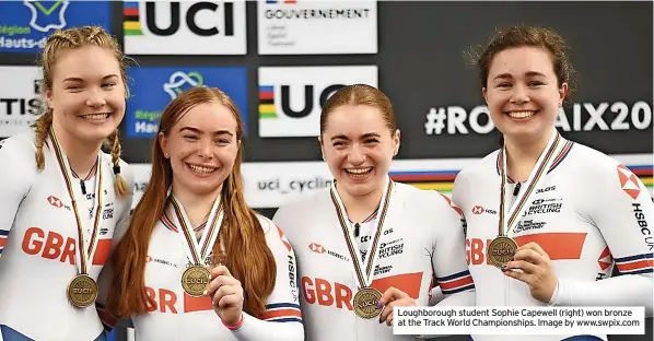  ?? ?? Loughborou­gh student Sophie Capewell (right) won bronze at the Track World Championsh­ips. Image by www.swpix.com