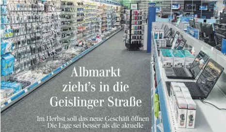  ?? ARCHIVFOTO ?? Blick in den Euronics Albmarkt in der Feldstette­r Straße. Lange wird der Elektromar­kt dort allerdings nicht mehr beheimatet sein.