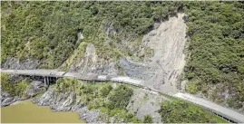  ?? PHOTO: GRANT MATTHEW/STUFF ?? Rocks keep falling down the Manawatu¯ Gorge’s unstable hillside.