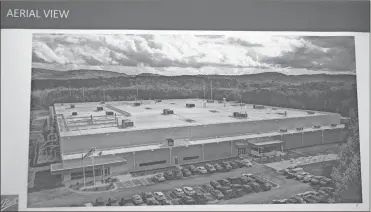  ?? Contribute­d ?? A slide showing an aerial view of the new Ball aluminum cup plant in Shannon. The facility which has been open less than nine months has already produced more than 70 million 16-ounce cups.