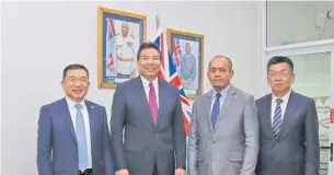  ?? Photo: SUPPLIED ?? (L-R) Chinese Ambassador to Fiji, Zhou Jian, CIDCA Chairman, Luo Zhaohui, Ministry of Foreign Affairs permanent secretary, Dr Lesikimacu­ata Korovavala, with CIDA officials following a meeting held at the Fiji Ministry of Foreign Affairs.