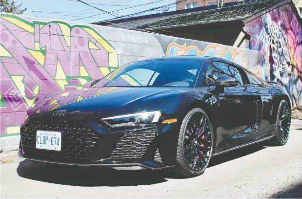  ?? Photos: Peter Bleakney / driving.ca ?? The 2020 Audi R8 V10 Performanc­e model has 602 horsepower at 8,100 rpm and is surprising­ly comfortabl­e.