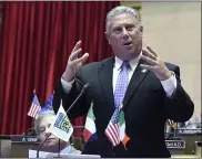  ?? AP FILE ?? Assemblyme­n John McDonald III speaks in the Assembly Chamber at state Capitol in Albany, N.Y., in 2017.