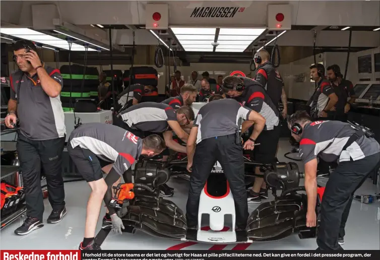  ?? FOTO: JAN SOMMER ?? I forhold til de store teams er det let og hurtigt for Haas at pille pitfacilit­eterne ned. Det kan give en fordel i det pressede program, der venter Formel 1-karavanen de naeste uger.