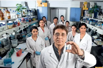  ?? VIKRAM SHARMA ?? INDIA’S FIRST CANCER VACCINE National Institute of Immunology director Dr Anil Suri, the man who discovered cancer antigen SPAG9, which is under phase II clinical trial, with his team