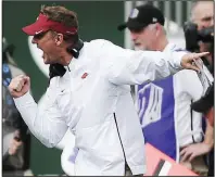  ?? NWA Democrat-Gazette/CHARLIE KAIJO ?? Arkansas Razorbacks head Coach Chad Morris has vowed to fix the problems the Razorbacks had in blowing a 27-9 lead and losing 34-27 at Colorado State on Saturday night.