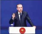  ?? OZAN KOSE/AFP ?? Turkey’s President Recep Tayyip Erdogan speaks at the 22nd World Petroleum Congress yesterday in Istanbul.
