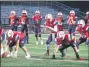  ?? ED MORLOCK/MEDIANEWS GROUP ?? Plymouth Whitemarsh quarterbac­k Chris Mclaughlin, pictured taking a snap during pregame warmups, threw for 61 yards and ran for 44 yards and a touchdown in Friday night’s loss against William Tennent.