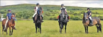  ??  ?? L to r, Daisy McNamara and Kizzy, 60cm champions, Eilidh McNeil and Corrie, 90cm reserve champions, Isla Yuill and Velvet, 90cm champions, and Kirsty Morrison and Milo, 60cm reserve champions