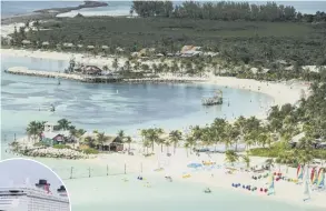  ?? ?? Disney’s private island Castaway Cay and the Disney Dream at sea