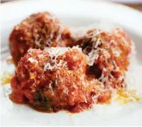  ??  ?? The pallotte cacio e uova — or meatless meatballs — came with a vibrant tomato sauce.