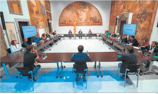  ?? EP ?? Pere Aragonès preside ayer la primera reunión de trabajo del nuevo ‘Govern’ tras la salida de Junts.