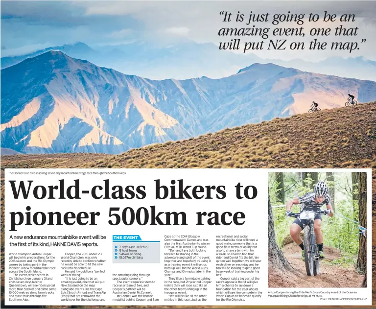  ??  ?? The Pioneer is an awe-inspiring seven-day mountainbi­ke stage race through the Southern Alps.