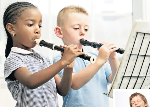  ??  ?? Precaution­s: woodwind instrument­s such as the recorder (above) are being replaced in some schools by ‘safer’ ukuleles (right)