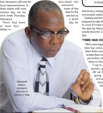  ?? FILE ?? Glasspole Brown, Jamaica’s director of elections.