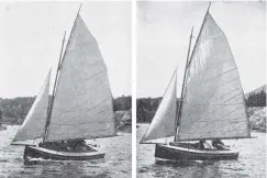  ?? COPIES OF PICTURE AVAILABLE FROM ODT FRONT OFFICE, LOWER STUART ST, OR WWW.OTAGOIMAGE­S.CO.NZ ?? New 14foot yachts built at McPherson's yard: Heather (left) and Eunice. — Otago Witness, 22.2.1921.