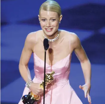 ?? ERIC DRaPER/THE ASSOCIATED PRESS ?? Twenty years ago, Gwyneth Paltrow won the Oscar for best actress for her role in Shakespear­e in Love. The film was produced by disgraced Hollywood mogul Harvey Weinstein.