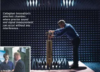  ??  ?? Callaghan Innovation’s anechoic chamber, where precise sound and signal measuremen­t can occur without any interferen­ce.