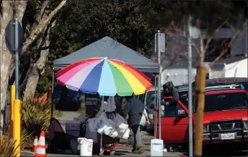  ?? ?? A vendor uses a large portion of a sidewalk along Tampa Avenue for its business operation Sunday in Hayward.