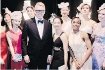  ?? SASHA ONYSCHENKO ?? BIZ x BALLET: Famous businessma­n François Lambert with dancers of Les Grands Ballets (in bibis from Chic Bibi) Mai Kono, Emily He, Eleonore Thomas, Yi Li Law, Esabelle Chen, Kiara DeNae Felder, Yui Sugawara and Sarah Kingston at the Grands Ballets Canadiens de Montréal benefit gala.